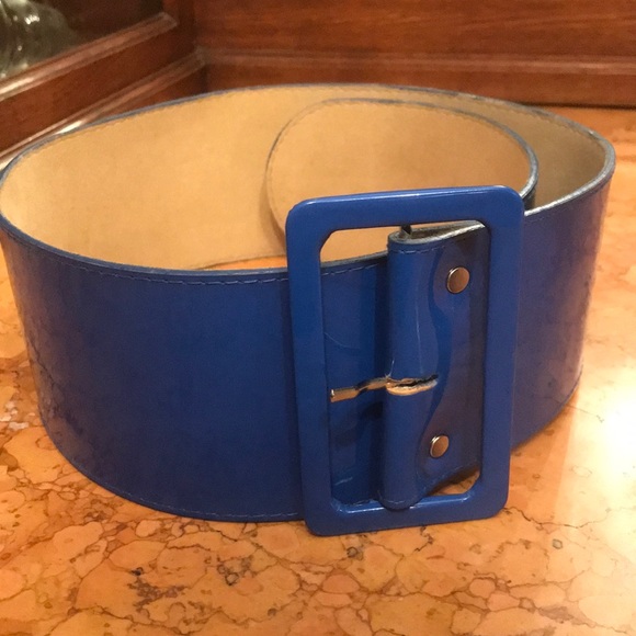 Vintage Accessories - Vintage electric blue 3” wide belt-W. Germany